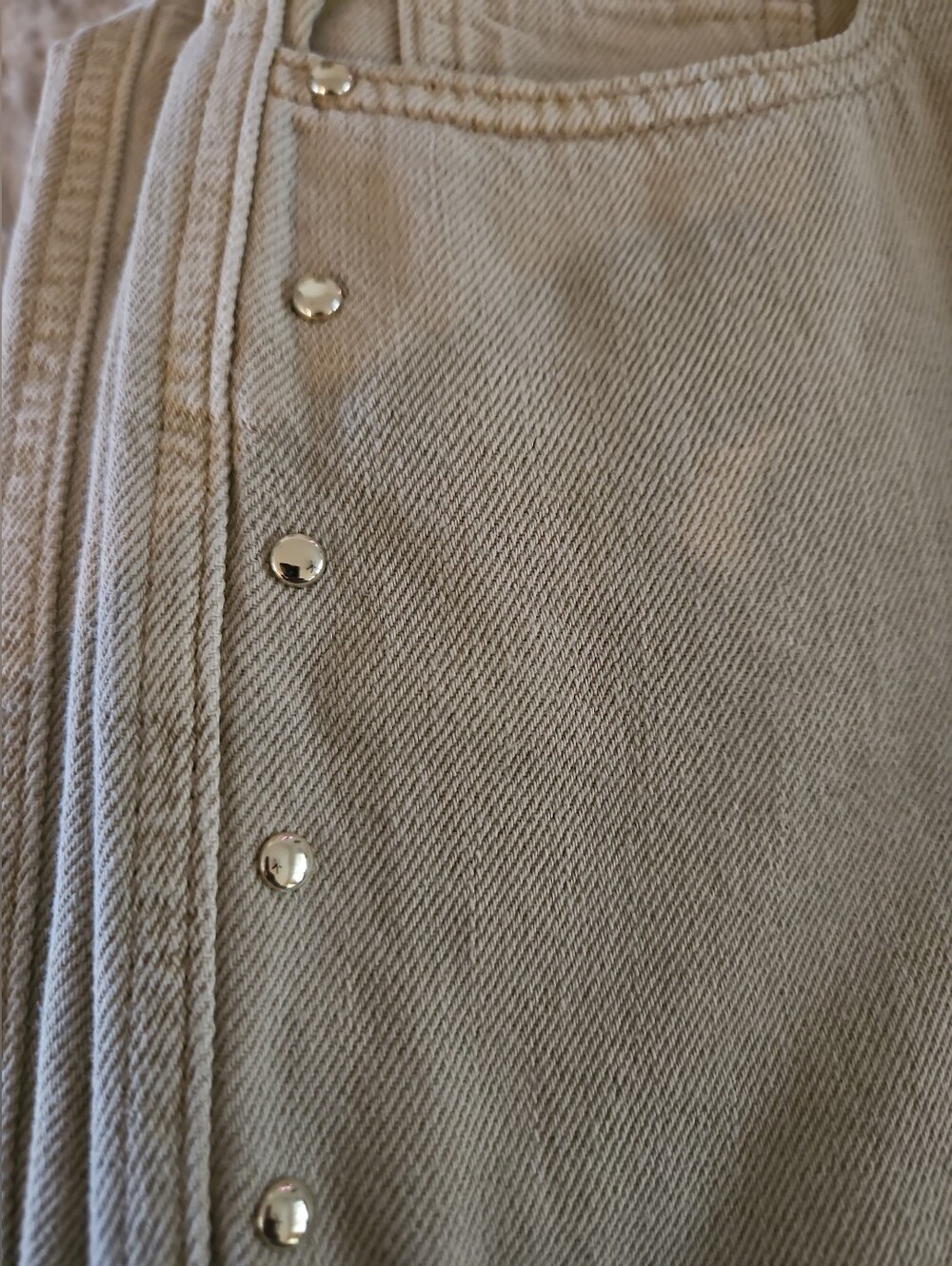 •Michael Michael Kors Beige Wide Leg Studded Denim Jeans Pants - Picture 6 of 7